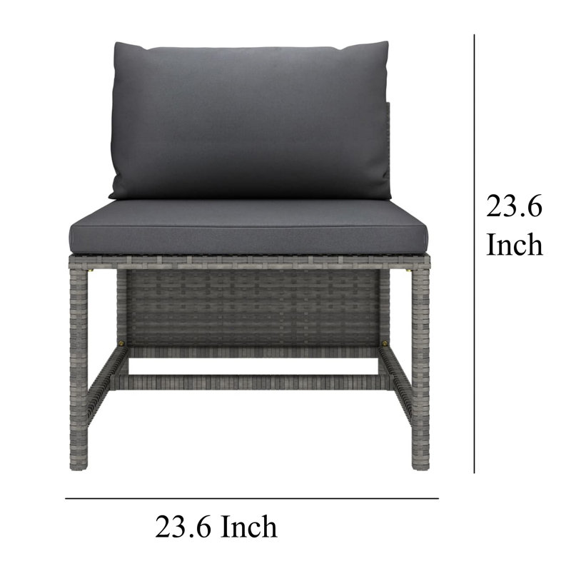 Ensemble de canapé modulaire d'extérieur 10 pièces Ley, coussins gris, rotin