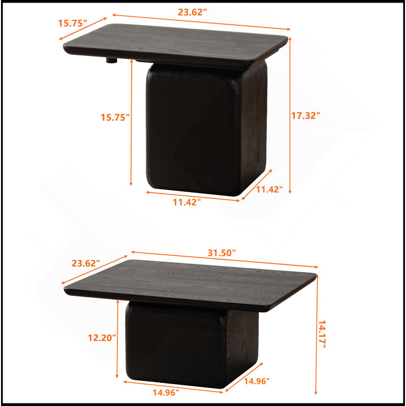 Ensemble de tables basses Chic Vintage, Noir