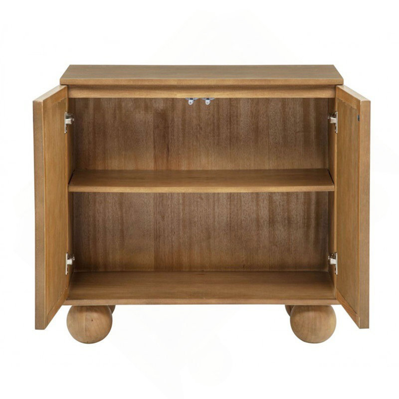 Boho 31 po Armoire décorative, meuble de rangement pour le hall d'entrée avec pieds en forme de boule et portes arquées