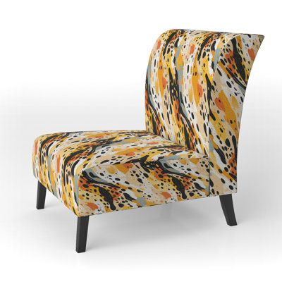 Modern Cheetah Orange And Black Fusion III - Upholstered Modern & Contemporary Accent Slipper Chair
