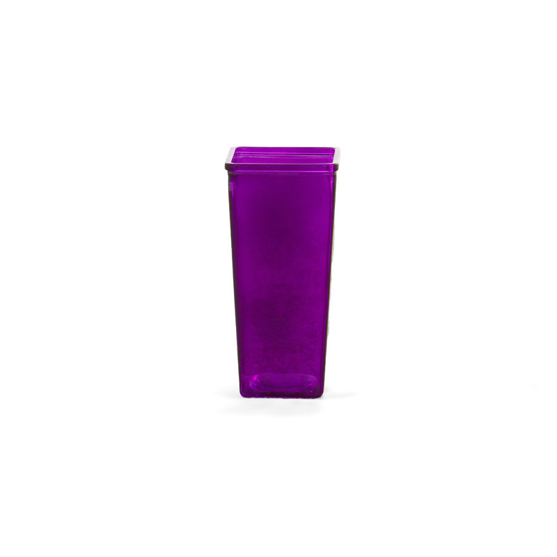 Tapered Square Glass Vase Purple
