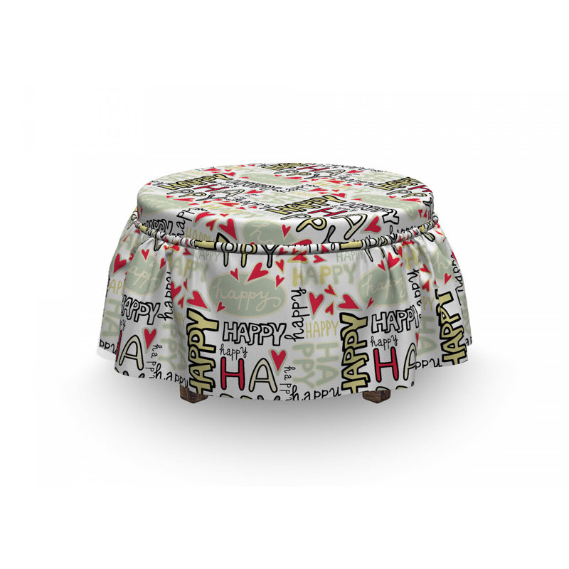Ensemble de housse pour repose-pieds coussin de boîte 2 pièces doodle happy words
