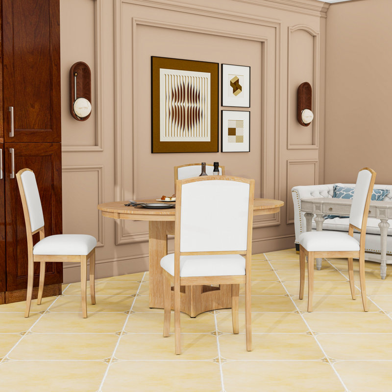 Ensemble de table de salle à manger 5 pièces avec 4 chaises, Naturel