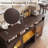 Sideboard Buffet Cabinet, 54" Kitchen Cabinet With Led Lights & Arched Glass Doors, Tall Bar Cabinets With Adjustable Shelves, Wine Rack & Storage Table For Dining Room-1260063081-1246497485