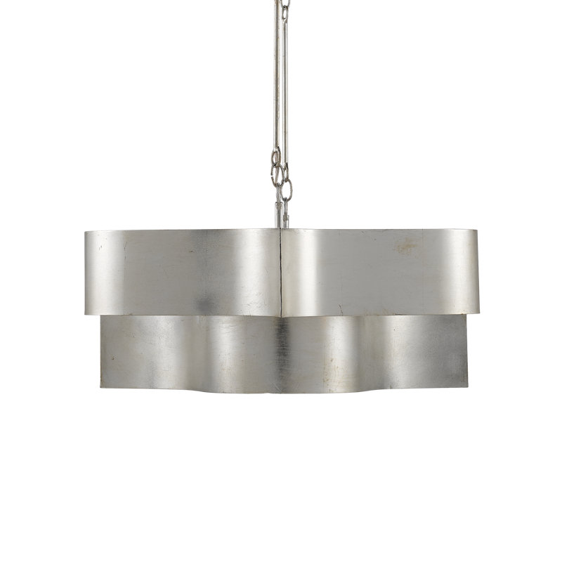 Grand Lotus 6 - Light Chandelier, Contemporary Silver Leaf