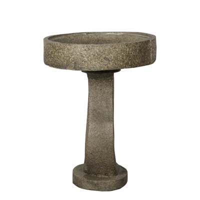 21.8 Inch Tall Pedestal Bird Bath, Fibre Reinforced Concrete Bird Feeding Bowl , Weather Resistant & Durable Bird Bath for Outside Patio Yard Decor