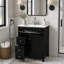 Meuble-lavabo moderne de 24 po avec lavabo en céramique, poignées en métal, porte à fermeture en douceur, support de rangement, finition de surface peinte, noir-2106431973