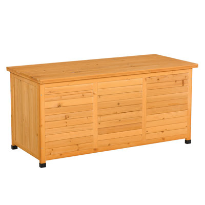 Outsunny 75 Gallon Water Resistant Fir Solid Wood Deck Box in Gray by Outsunny