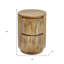 Table de bout ronde cylindrique en bois massif 24 po avec deux tiroirs 24 po