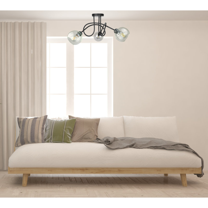 Alifonso Glass Semi Flush Mount, Black
