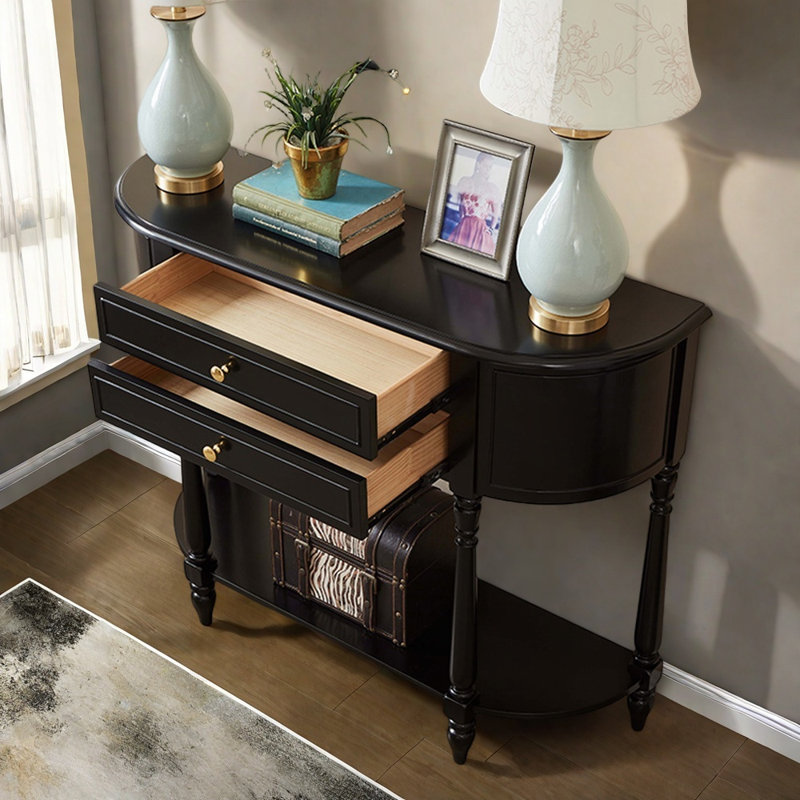 Retro Simple Semicircle Solid Wood Accent Chest, 37.4" H x 39.37" W x 14.17" D