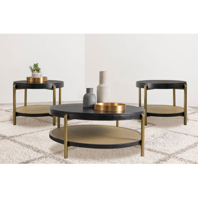 Ensemble de table basse et de table ronde 3 pièces Castleton - noir