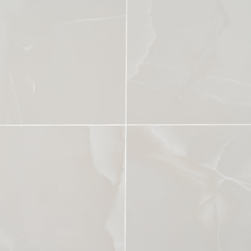 12" x 24" Polished Marble Look Porcelain Floor and Wall Tile, Onyx Bianco