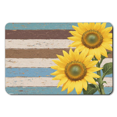 Tapis de bain tournesol sur bois vieilli pour salle de bain, 16 x 24