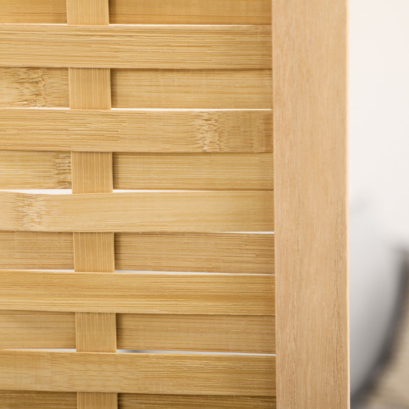 Paravent d'intimité 5,5 '- 4 panneaux. Double paroi latérale tissée à la main pour le bureau à domicile, Natural Grace et panneau de hauteur. Élégance