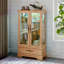 Vitrine lumineuse en verre avec tablettes réglables - 2 portes, 1 tiroir, lumières DEL, finition chêne clair élégant-1349737940