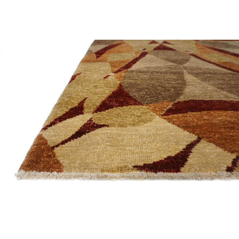Whimsical Hand Knotted Wool Geometric Area Rug, Rectangle 8' x  10'