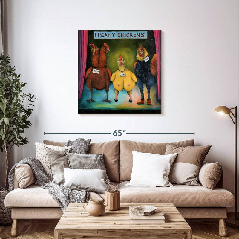Crowle Freaky Chickens, 36" H x 36" W