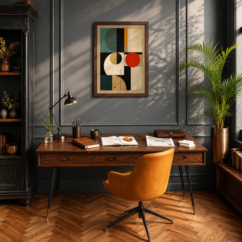 Harmony Geometric - Framed Print, A4 - 29.7 x 21.0 cm, Oak