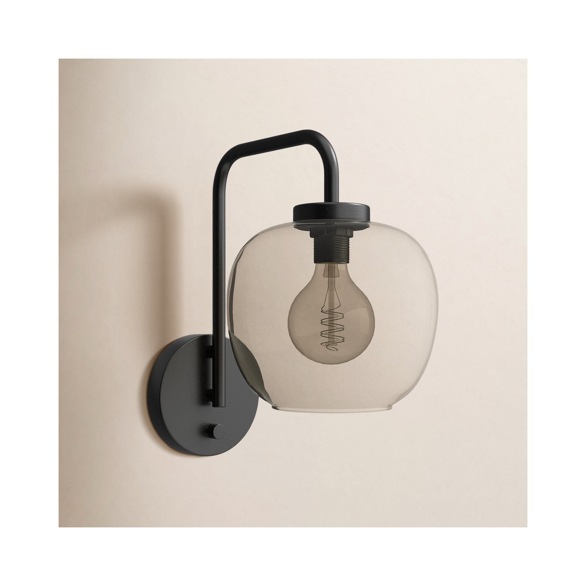 Glynda Single Light Glass Dimmable Armed Sconce