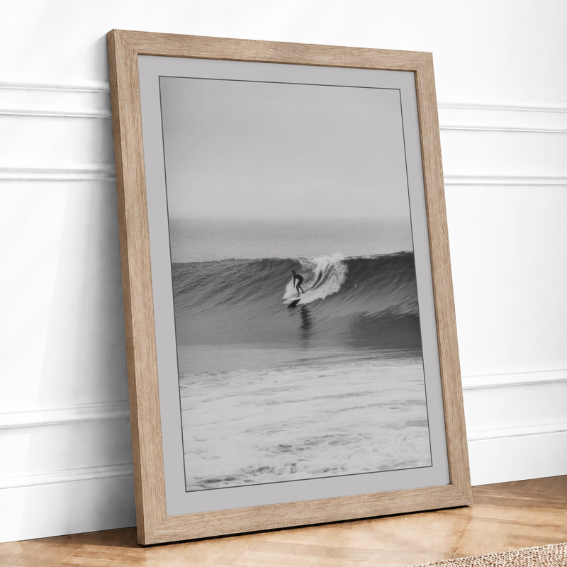 Surfer in Motion Coastal - Framed Print, A3 - 42.0 x 29.7 cm, Oak