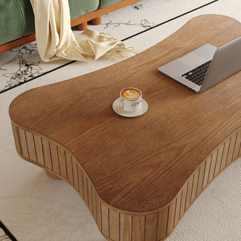 Table basse à plateau relevable en noyer pour le salon avec rangement caché, élévateur hydraulique et coins de sécurité | Idée de cadeau