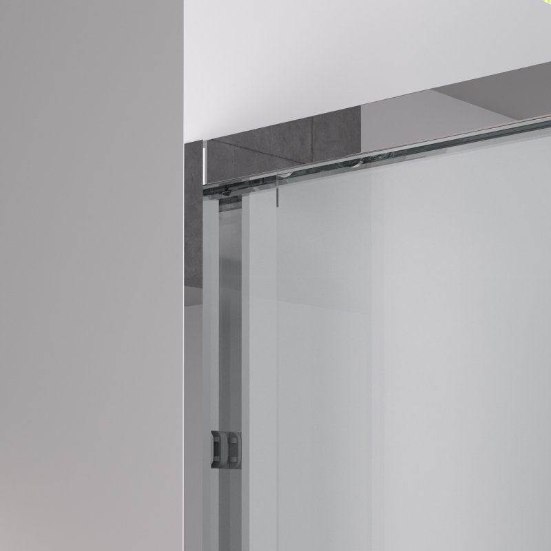 Armoire de salle de bain double coulissante avec quincaillerie et verre trempé 1/4 "de 6 mm de style américain, structure de baignoire stable et imperméable, largeur réglable, poignée en acier inoxydable