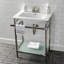 Lavabo console Kingston en céramique Sheridan 24 pouces avec pieds en acier inoxydable et tablette en verre (3 trous) Kingston-54822237-54822238