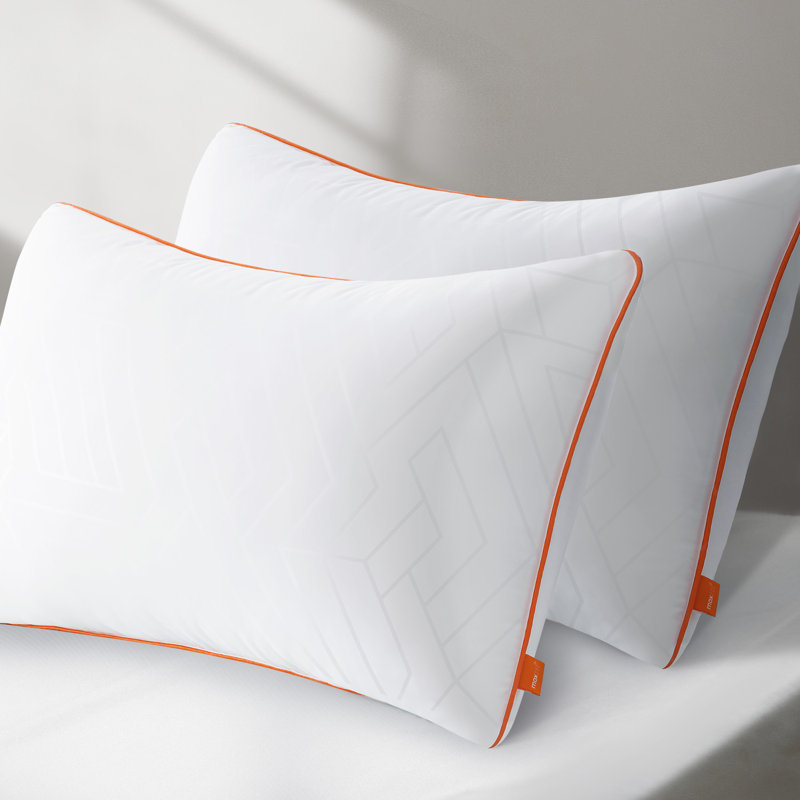 Ensemble de 2 oreillers de taille standard avec bourre en fibres de polyester de qualité hôtelière blanche lavable à la machine