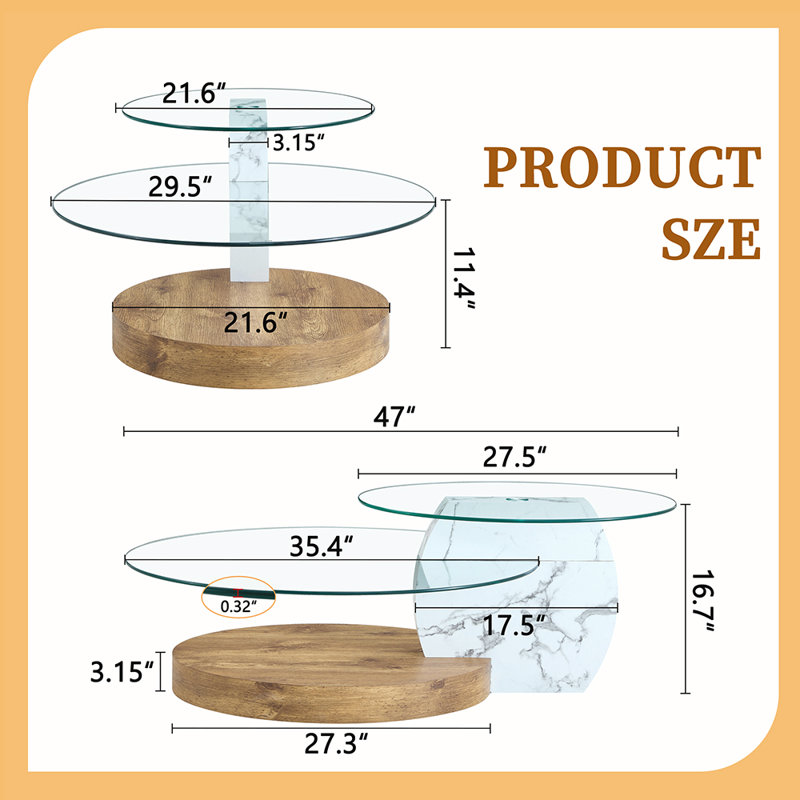 Double Layer Coffee Table, White/Wood