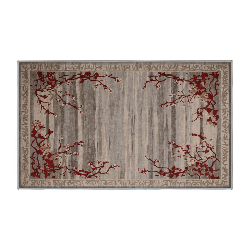 Machine Washable Gray Area Rug, Rectangle 8' x 12'