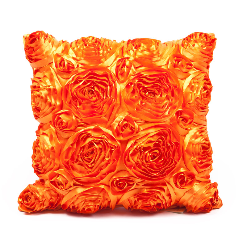 Rose Throw Pillow, Orange