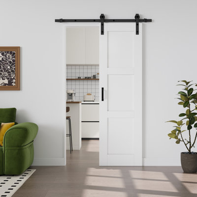 𝗣𝗿𝗲-𝗮𝘀𝘀𝗲𝗺𝗯𝗹𝗲𝗱 𝗗𝗼𝗼𝗿 𝗣𝗮𝗻𝗲𝗹,  Solid Manufactured Wood Sliding Barn Door with Hardware Kit