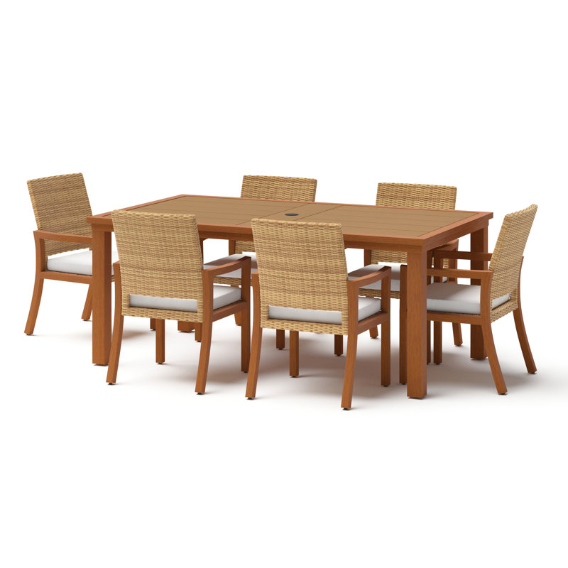 Milana 7 Piece Dining Set, Bliss White Sunbrella®