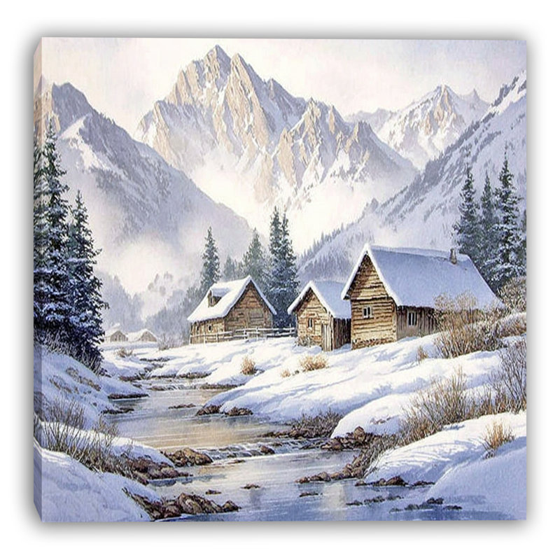 Art mural sur toile Riverside Cabin Peace, H 30 po x l 30 po