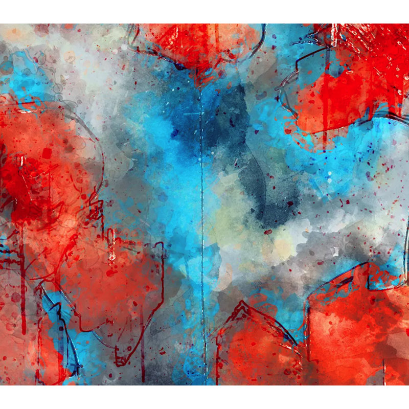 Murale abstraite de couleur de démarrage à fleurs Anotidaishe, L 35 po x l 55 po