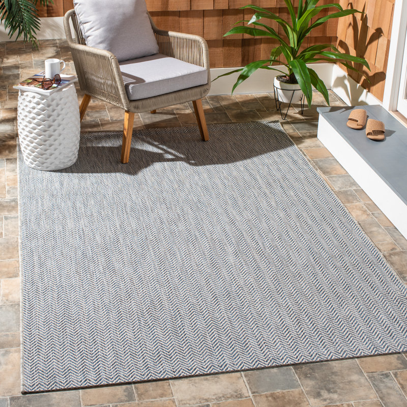Autianna Grey/Navy Indoor/Outdoor Rug, Rectangle 160 x 231 cm