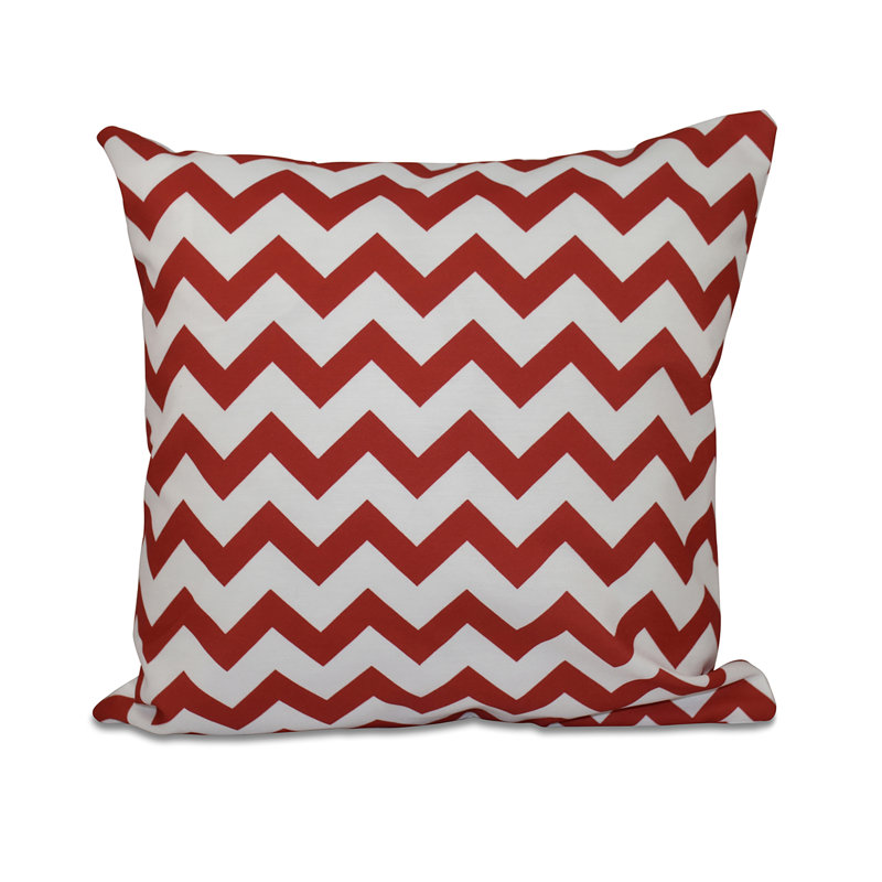 Housse et insert de coussin d'extérieur à chevrons, Rouge, 16 po x 16 po