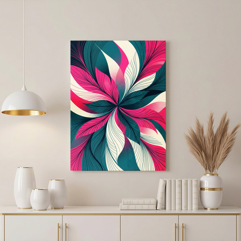 Ensemble de 1 tableau sur toile à motif floral abstrait, H 24 po x l 16 po