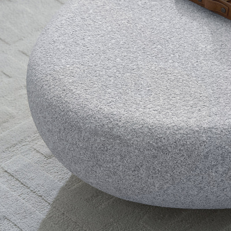 Table basse elliptique en fibre de verre de 135,5 cm (53,35 po) pour salon, style vintage, fini mat effet pierre, à placer devant le canapé, table basse irrégulière, aucun assemblage requis