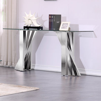 60'' Glass Top Console Table