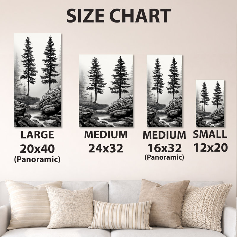«Rustic Metal Prints - Twin Pine Trees» par River Stream I, décoration murale nature noire, L 24 po x H 32 po