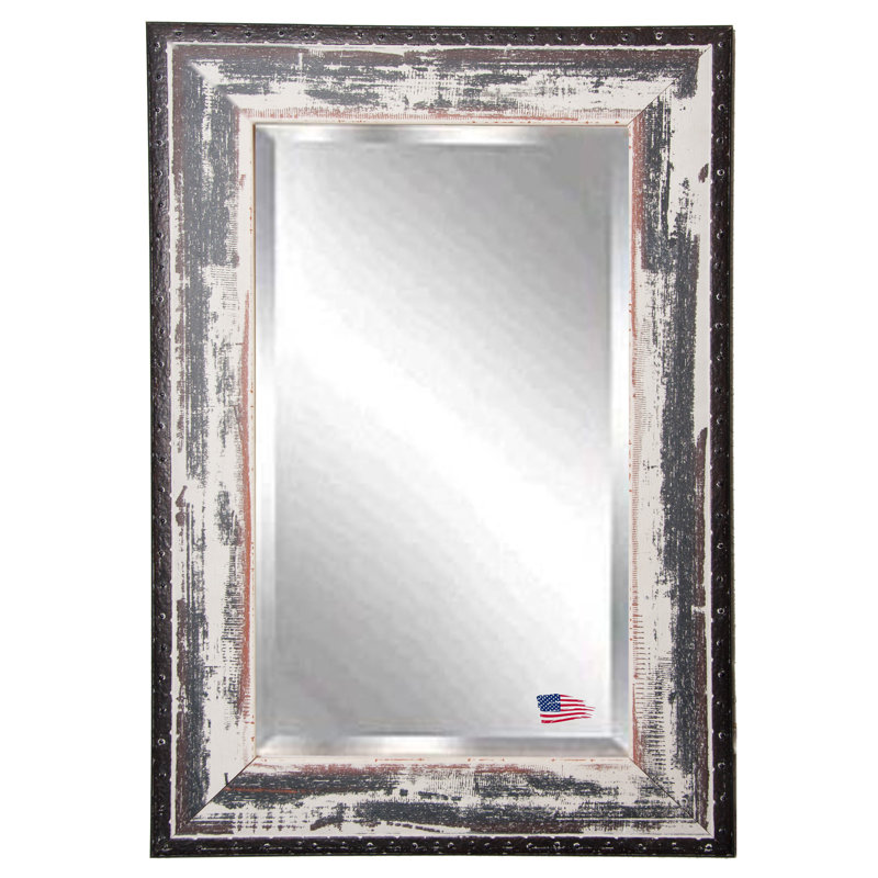 Solid Wood Flat Wall Mirror, Ivory/Black