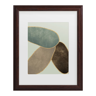 Bilge Paksoylu  Abstract Circles With Gold 3 Matted Framed Art