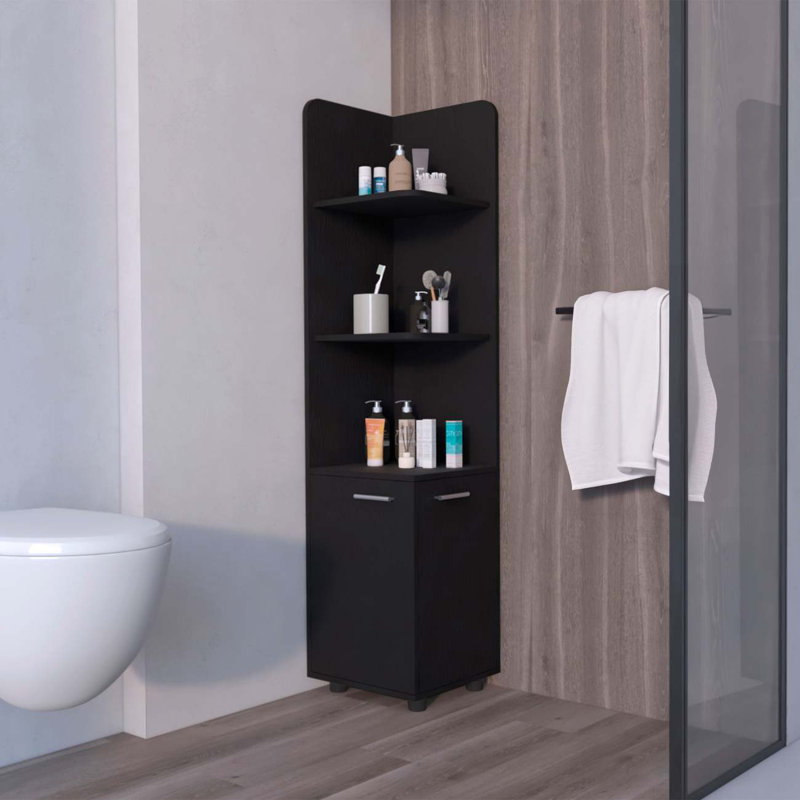 Armoire 2 portes avec 3 tablettes d'angle Buffet noir