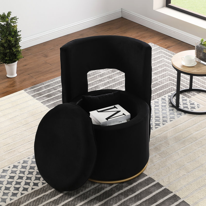 Fauteuil d'appoint pivotant en velours 360 avec rangement et coussin amovible, support dorsal robuste, pour chambre d'enfant