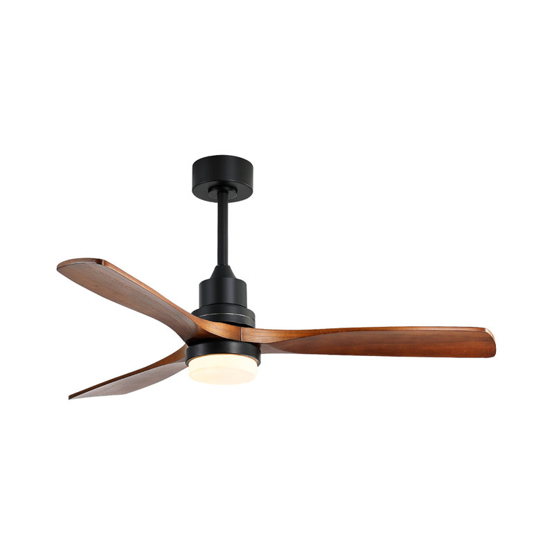 52 Inch Indoor Ceiling Fan With Dimmable Led Light 3 Solid Wood Blades Remote Control Reversible DC Motor For Living Room