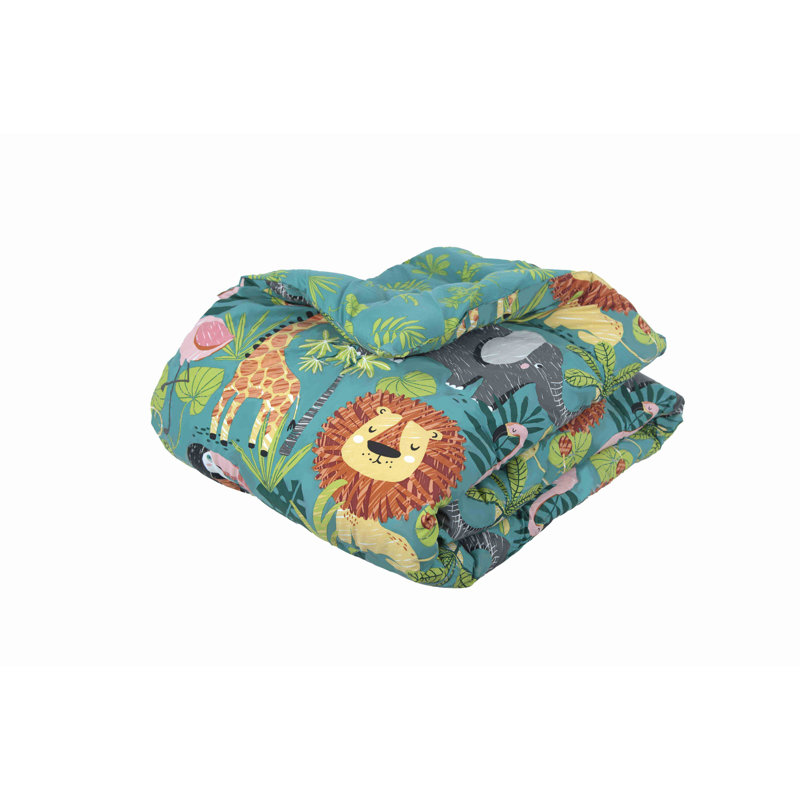 Jungle Safari Green and Orange Microfiber Twin Bed in a Bag Set
