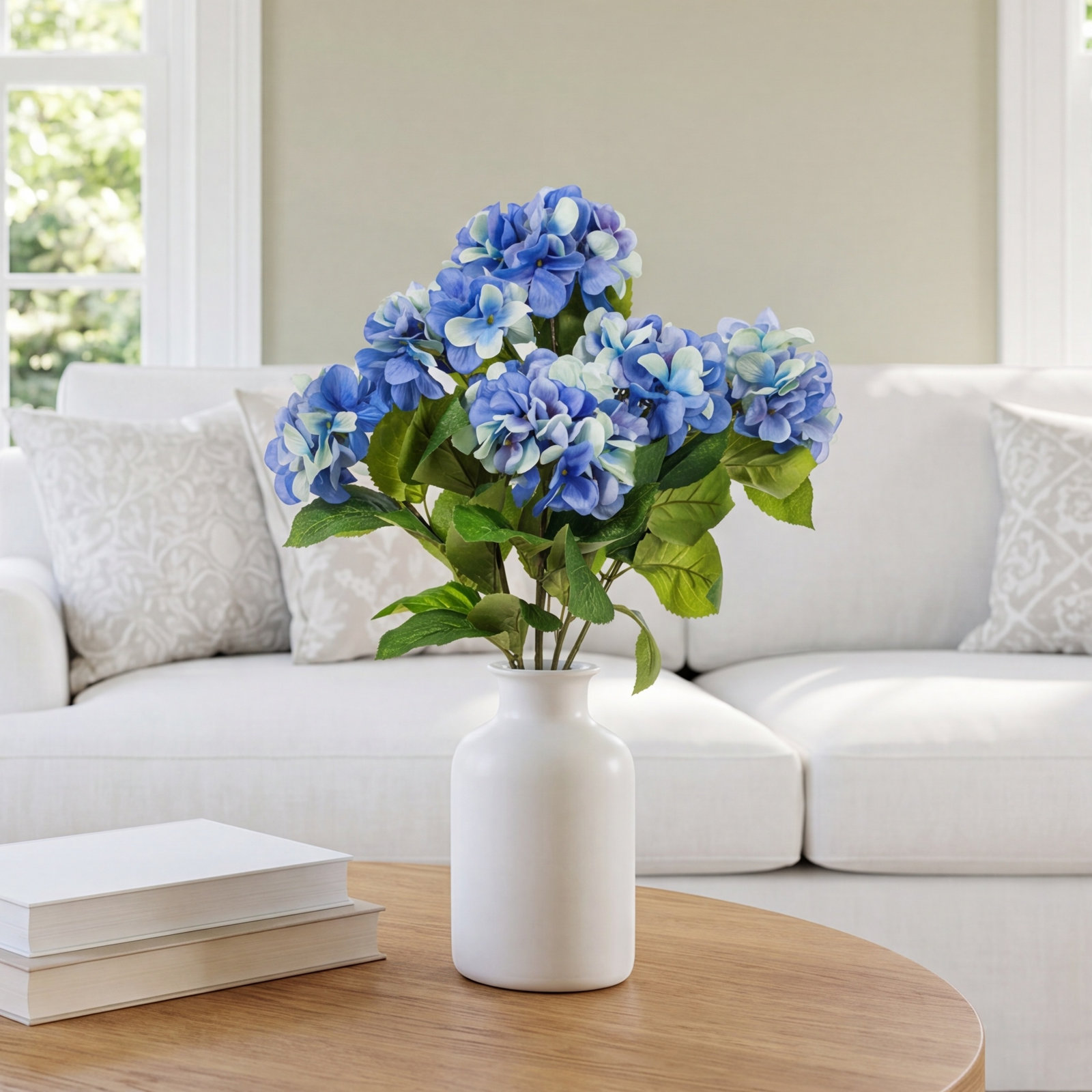 21" Artificial Hydrangea Bush, Blue
