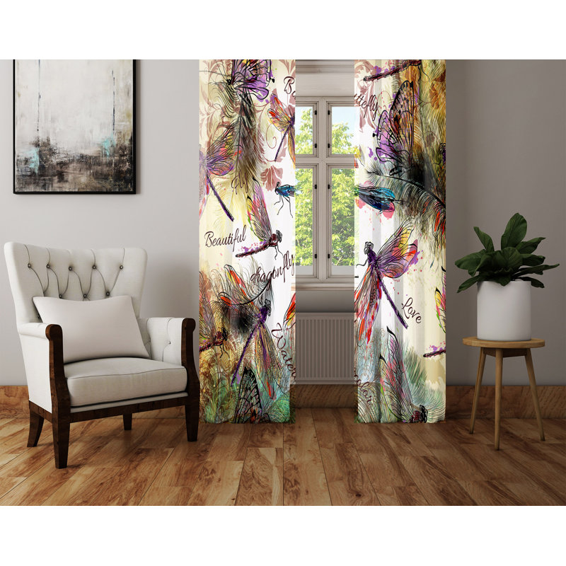 Paire de rideaux semi-transparents avec passe-tringle Boho, L 20 po x L 52 po